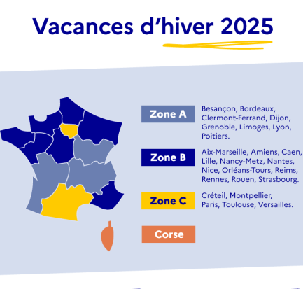 vacances scolaires hiver 2025